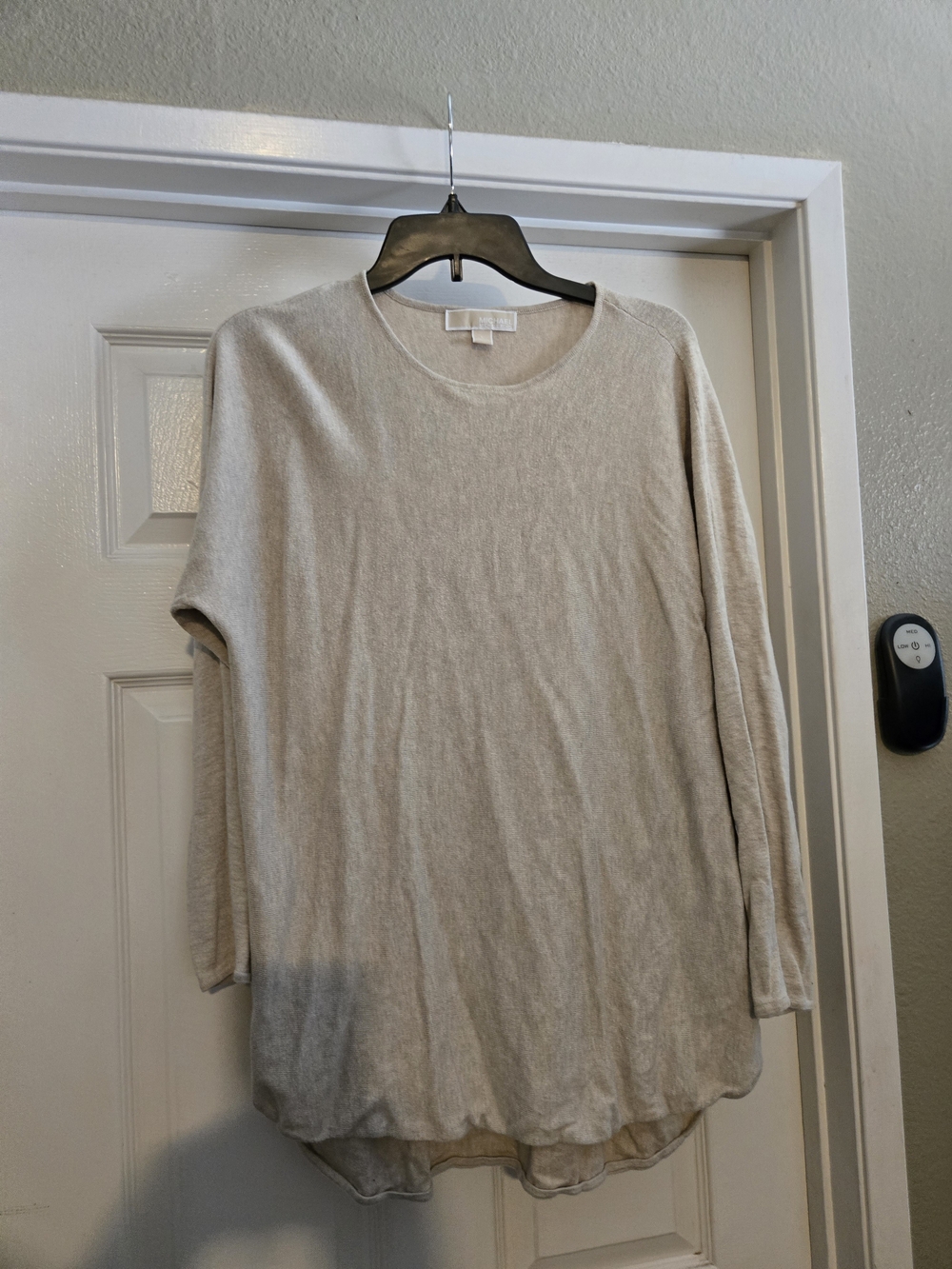 Michael Kors Beige Scoop Neck Long Sleeve Top